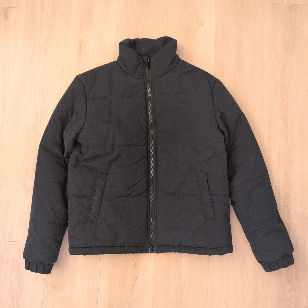 Richie Le Mens Black Puffer Jacket High Neck Quilted Streetwear Coat Size Medium